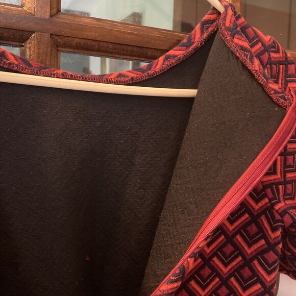 Ann Taylor Loft Dress Womens XS Petite Red Abstract Mini Casual Short Sleeve - Picture 5 of 6